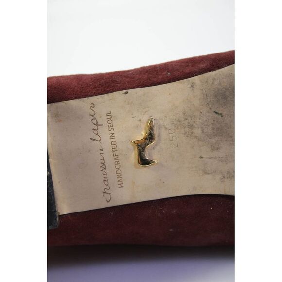 Chaussure Lapin Womens Pointed Toe Flat Booties Maroon Suede Size 250cm 8.5 - Picture 5 of 10